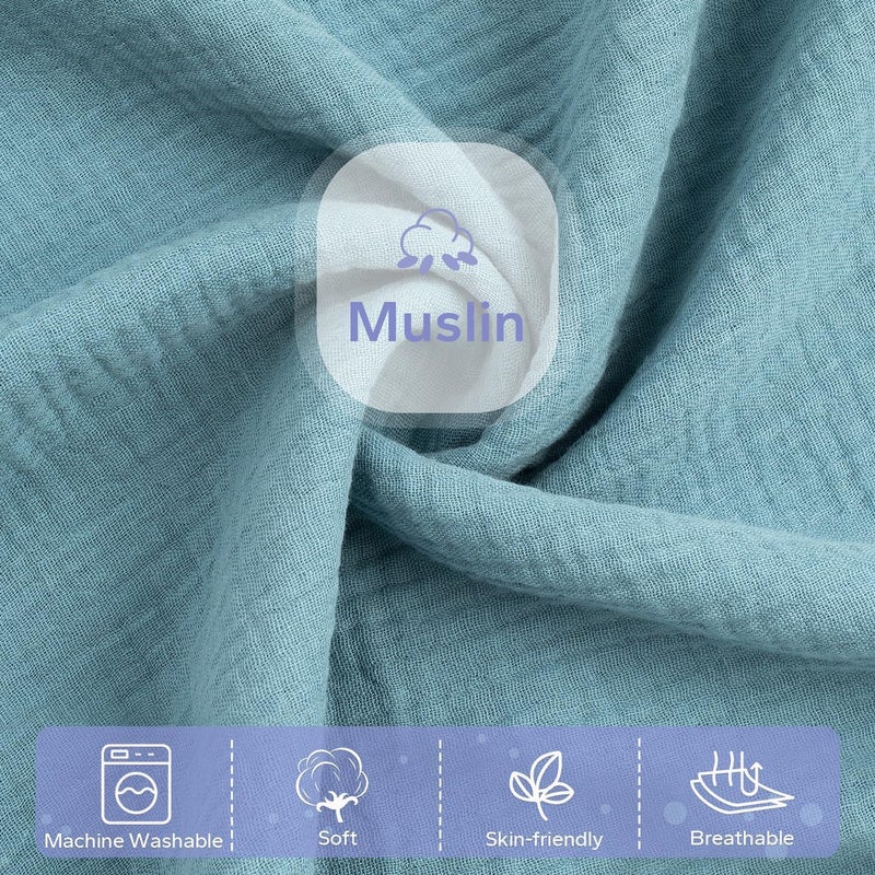FUNUPUP Muslin Baby Lounger Cover Compatible with Snuggle Me Lounger, Infant Lounger Pillow Cover for Newborn, Removable Newborn Lounger Cover for Boys and Girls, Only Cover, Grey & Blue - Image 2